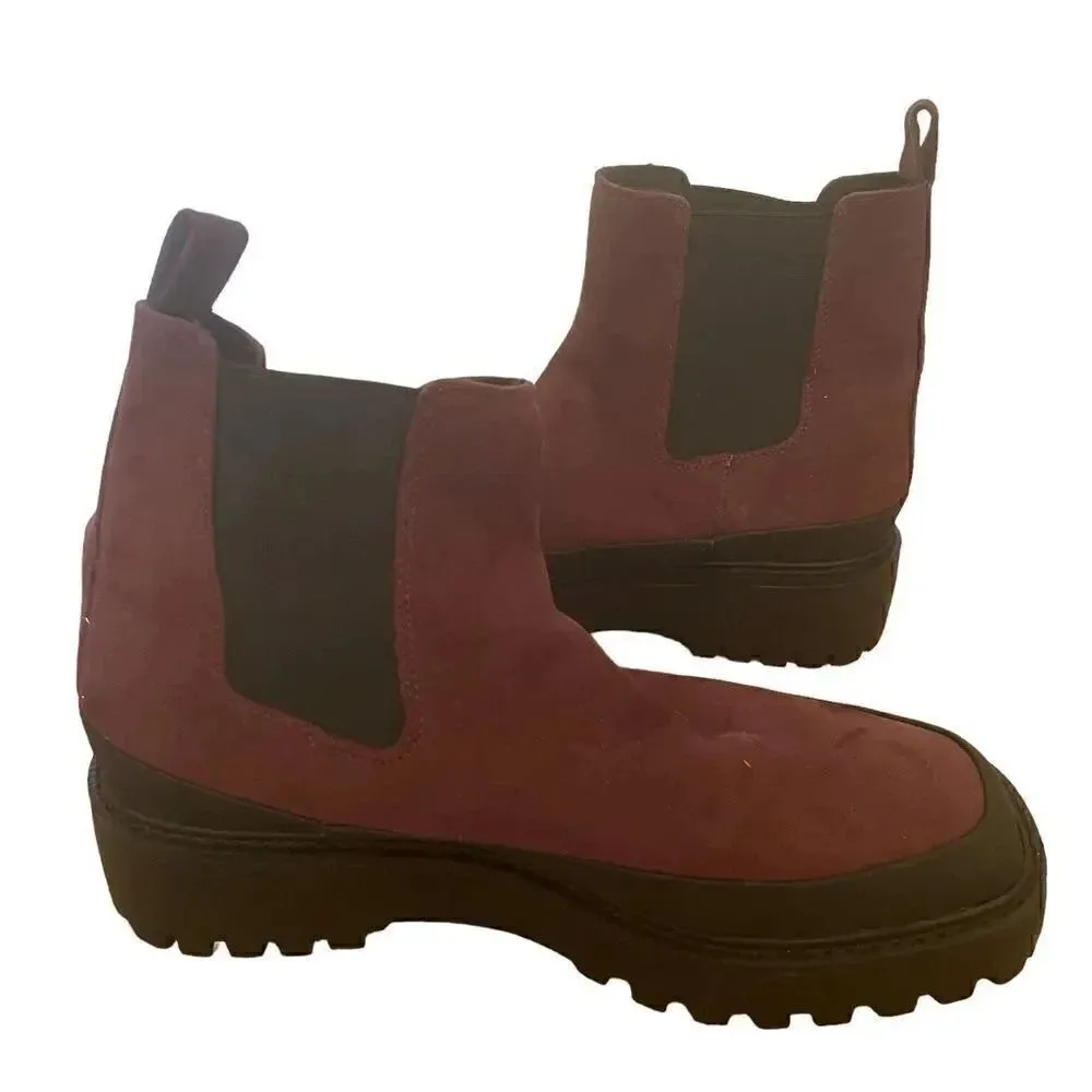 Nordstrom Rack Bellamy Faux Suede Chelsea Boots Wine Womens 8.5 Waterproof - Image 10