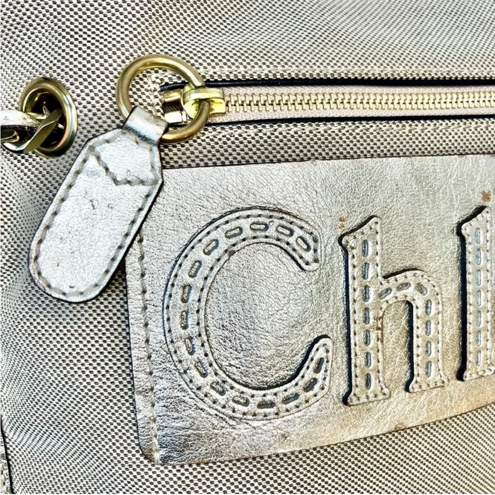 Chloe Metallic Gold Harley Canvas & Leather Shoulder Bag - Image 11