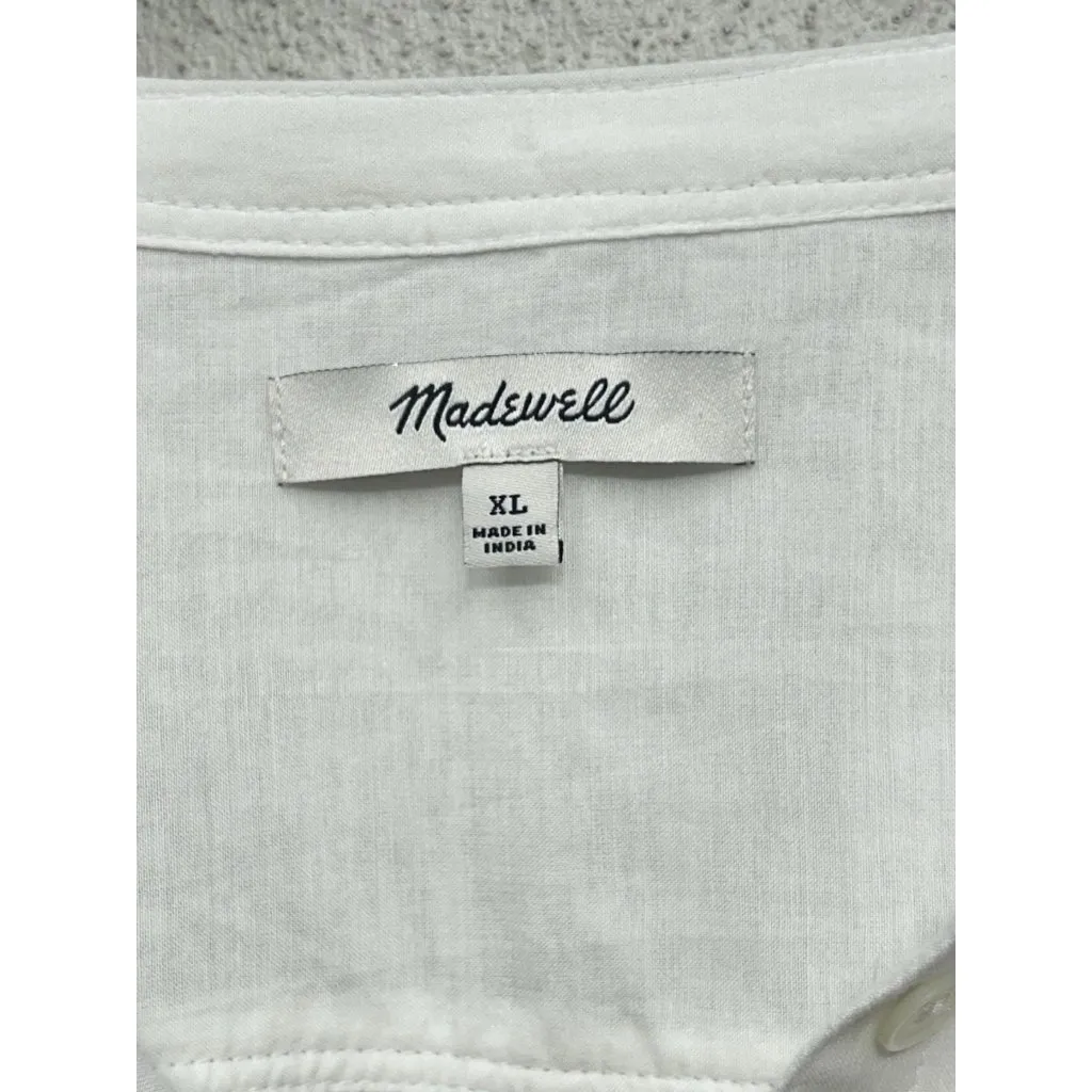 Madewell Balloon Sleeve Shirt Top Women’s Size XL White Crewneck Button Up - Image 11