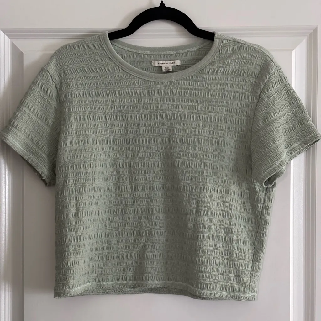 American Eagle Outfitters Sage Green‎ Smocked Tee - Image 4