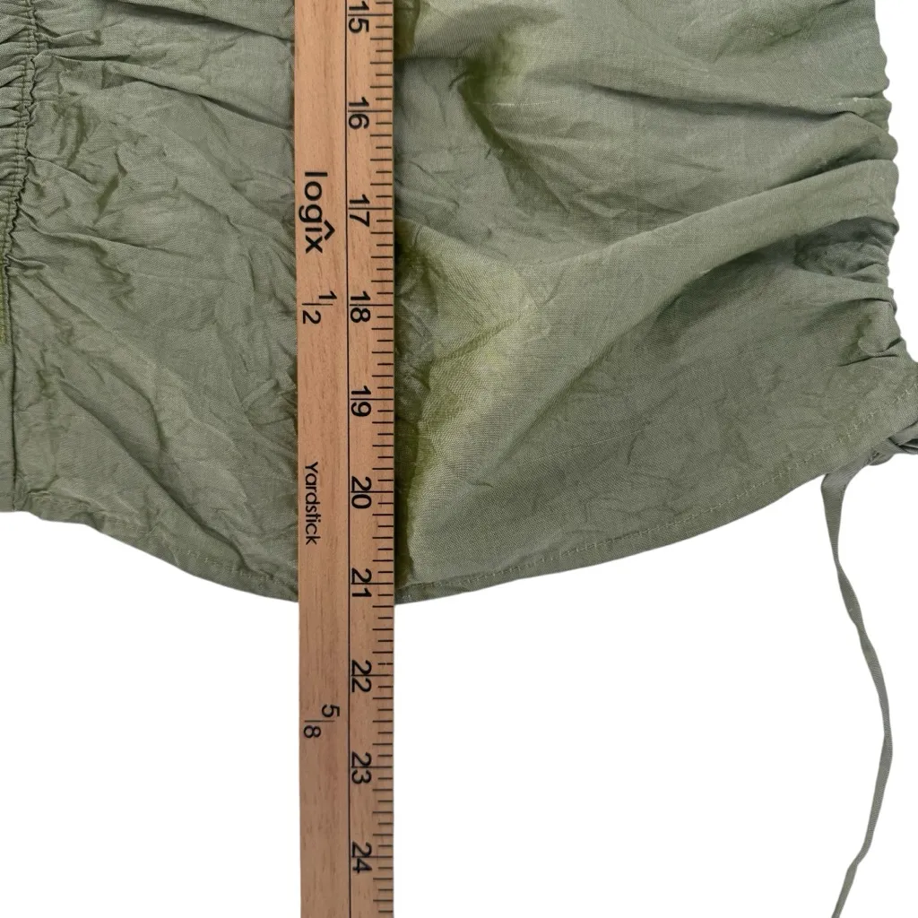 Judy Tampa 100% Silk Olive Green Ruched Stretchy Ties Sleeveless Top Size Small - Image 8