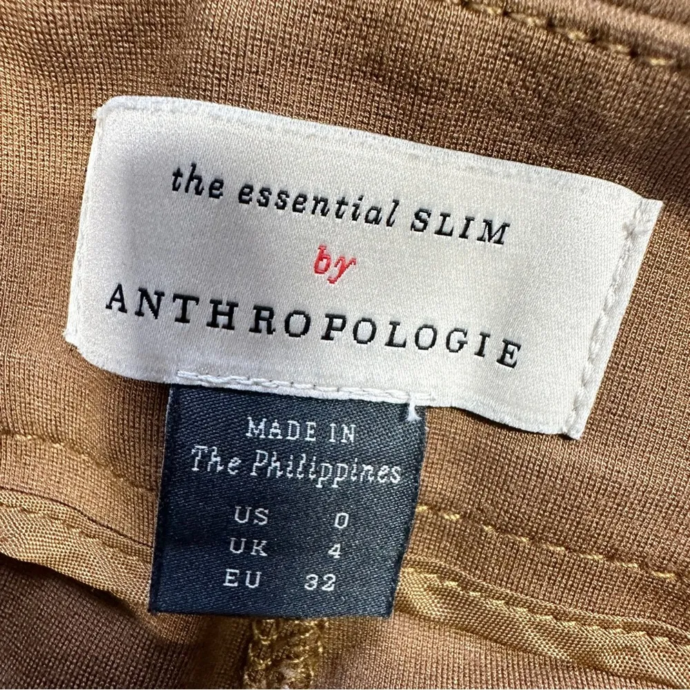 Anthropologie The Essential Slim Pants Ankle Zippers Camel Beige Size 0 - Image 11