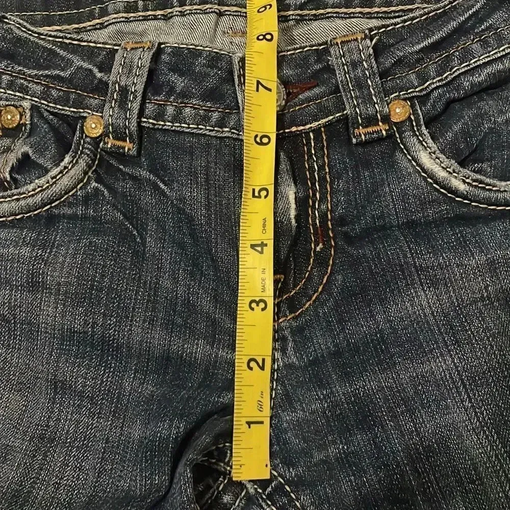 MEK distressed boot cut jeans Medium Wash Women’s Size 27 Blue - Image 8