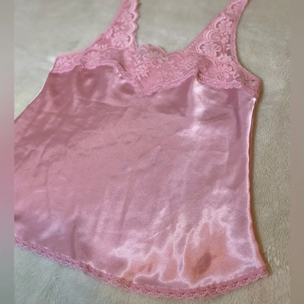 MaidenForm Vintage Chantilly Pink Lace Cami Size 3 / Small 16.5in Ptp - Image 2