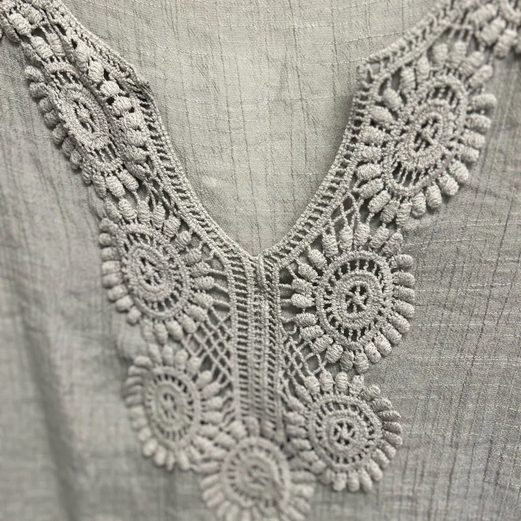 Melissa Paige Light Gray Embroidered Blouse - Image 3
