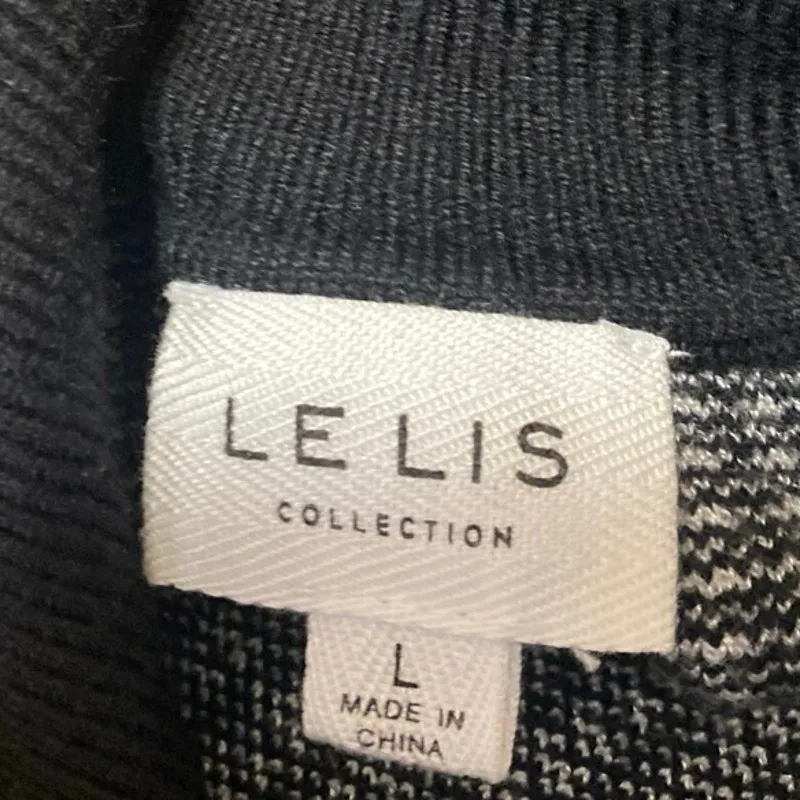 Le Lis Black Floral Knit Sleeveless Button Collar Crop Polo Vest Tank Top Size L - Image 3