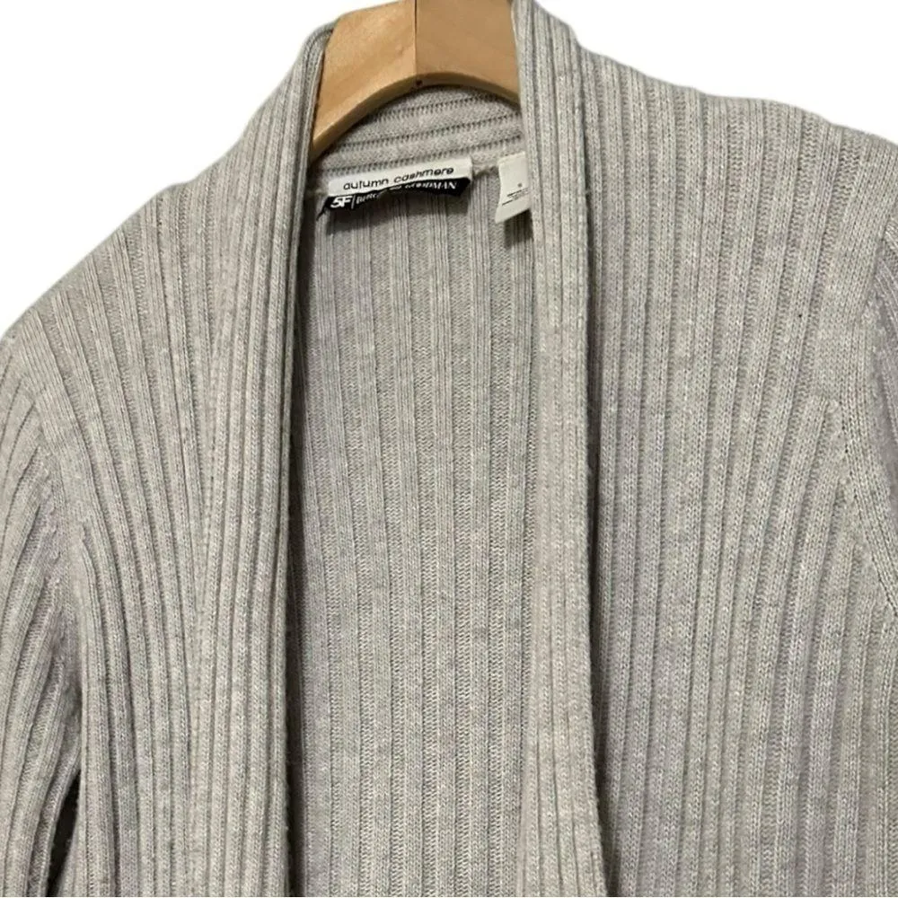 Autumn Cashmere for Bergdorf Goodman S Gray Merino Wool Open Sweater Cardigan - Image 4