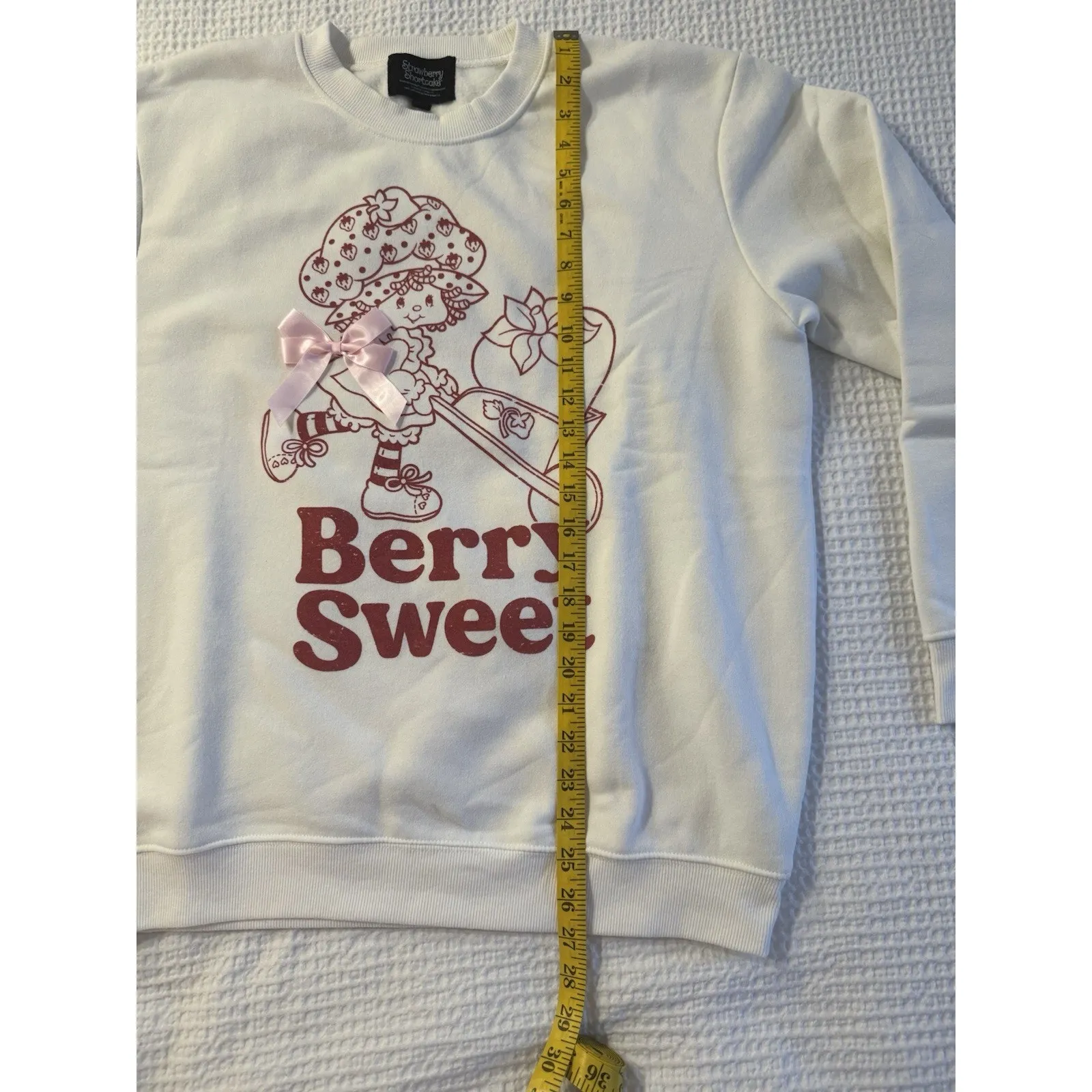 Strawberry Shortcake "Berry Sweet" Sweatshirt Women's Large Pink Bow Coquette - Image 6