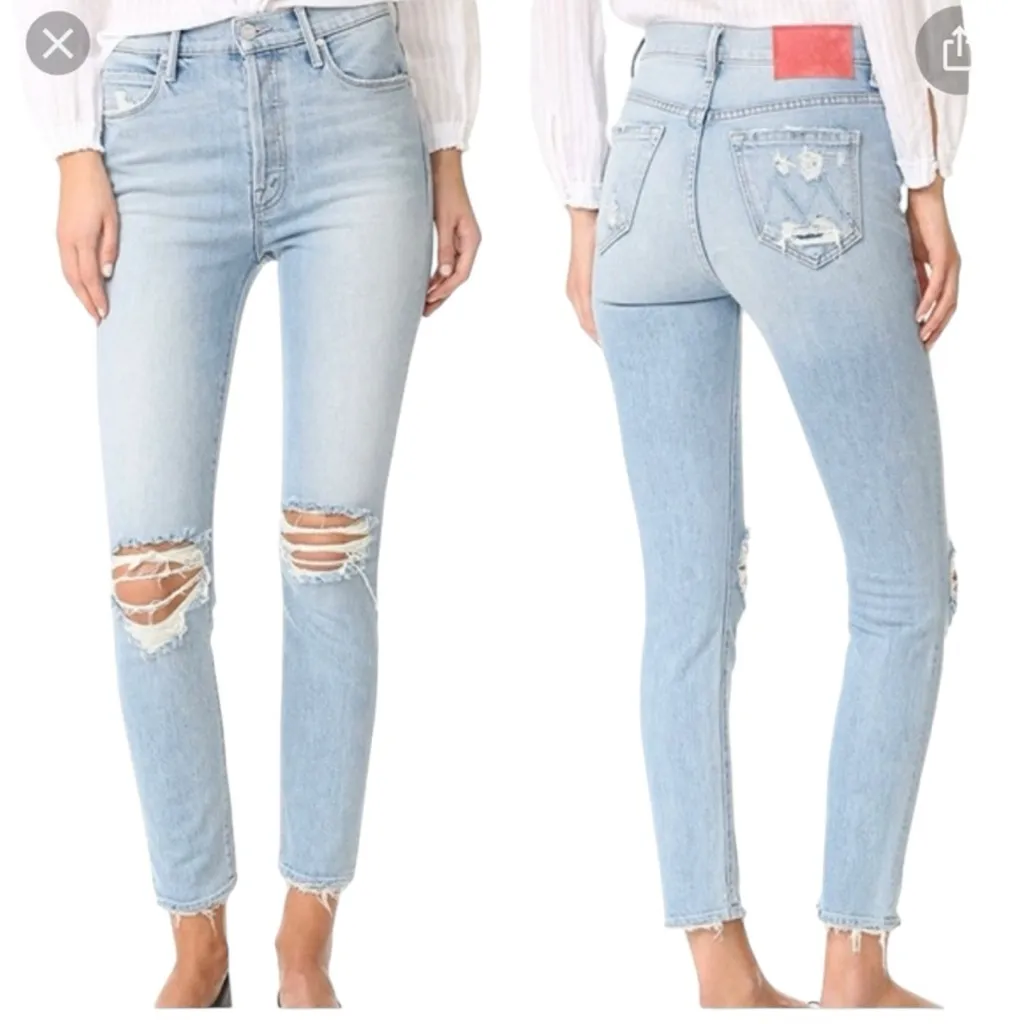 MOTHER Denim x Miranda Kerr Easy Does It Jeans High Rise Light Wash Wash Size 24 Blue - Image 3