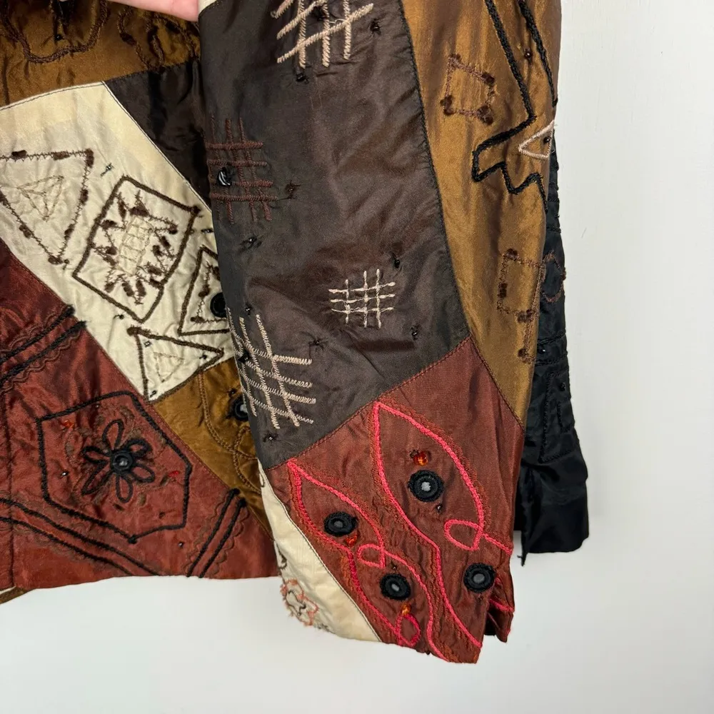 Vtg Y2K Laura Ashley Patchwork Jacket Sz Medium Mixed Media Art to Wear - Image 9