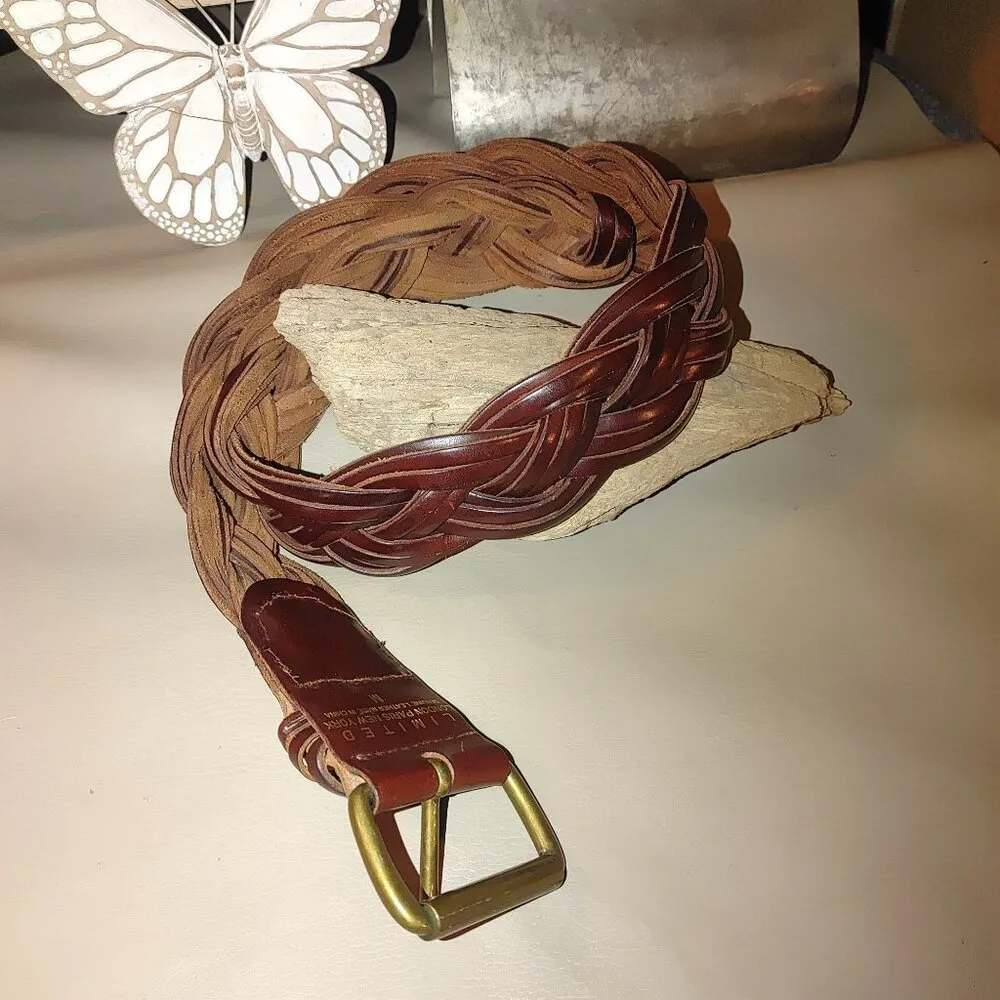 Leather Belt Limited Size 32 Large London Large Braided Paris New York Brown - Image 11