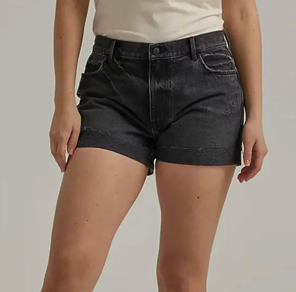 NWT Wrangler Women's Destructed Denim Loose Roll Short Moonlight - Image 2