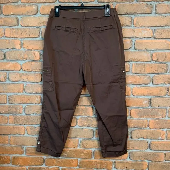 Chico's Comfort Waist Luxe Utility Crops Brown‎ - Size 4 - Image 3