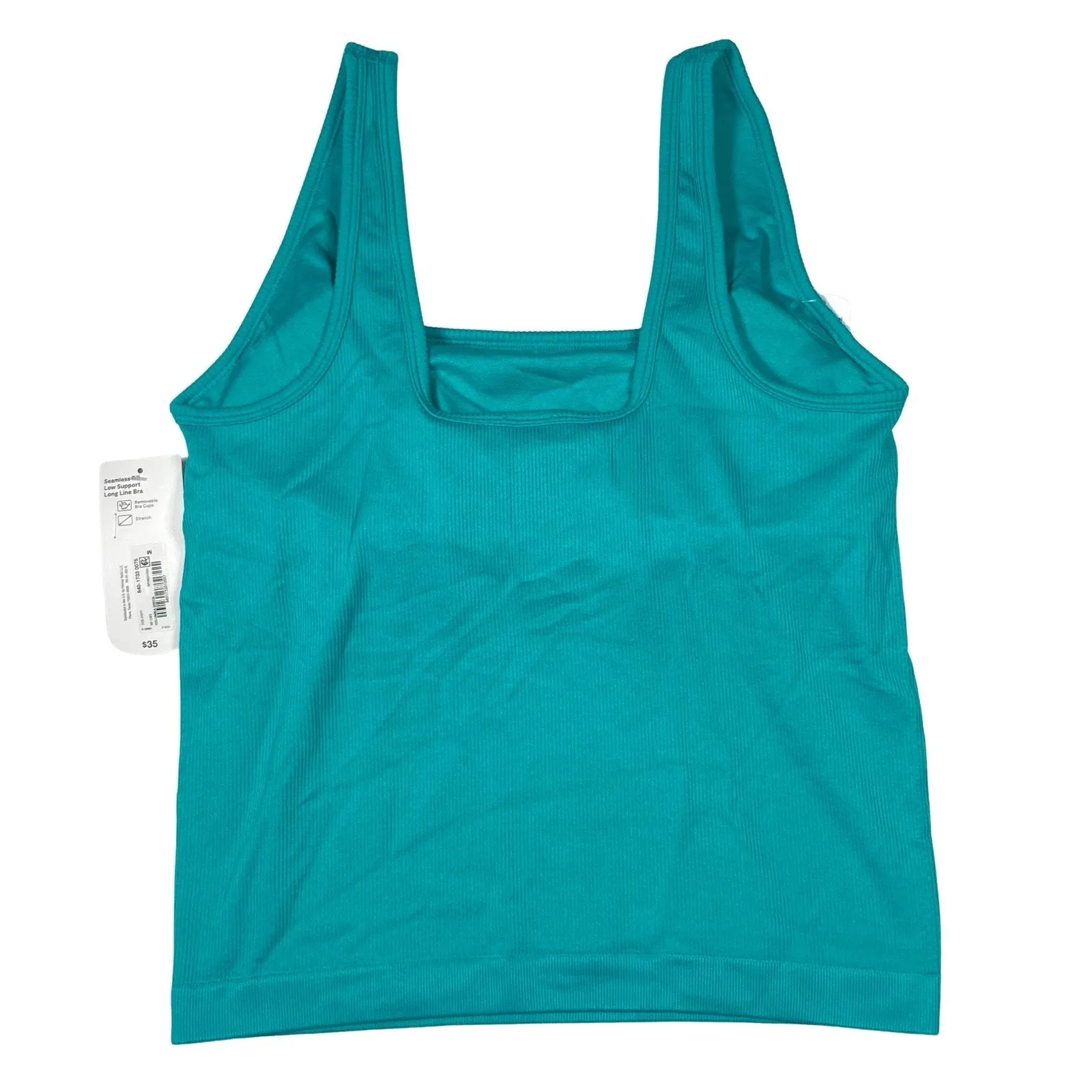 Xersion Long Line Bra Women's Medium Green Seamless Ribbed Low Support NEW - Image 2