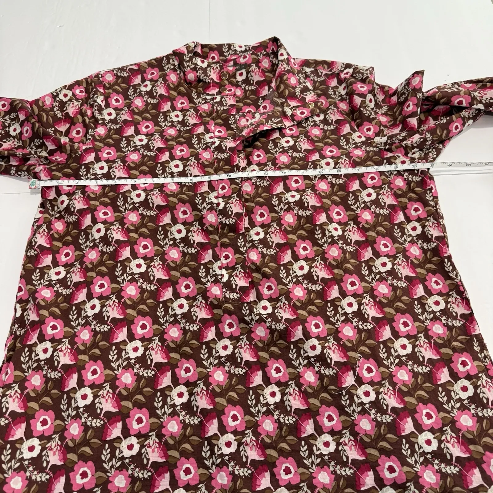 J.McLaughlin Pink Mountain Floral Berlin Cotton Shirt Dress Pockets Size MEDIUM - Image 7
