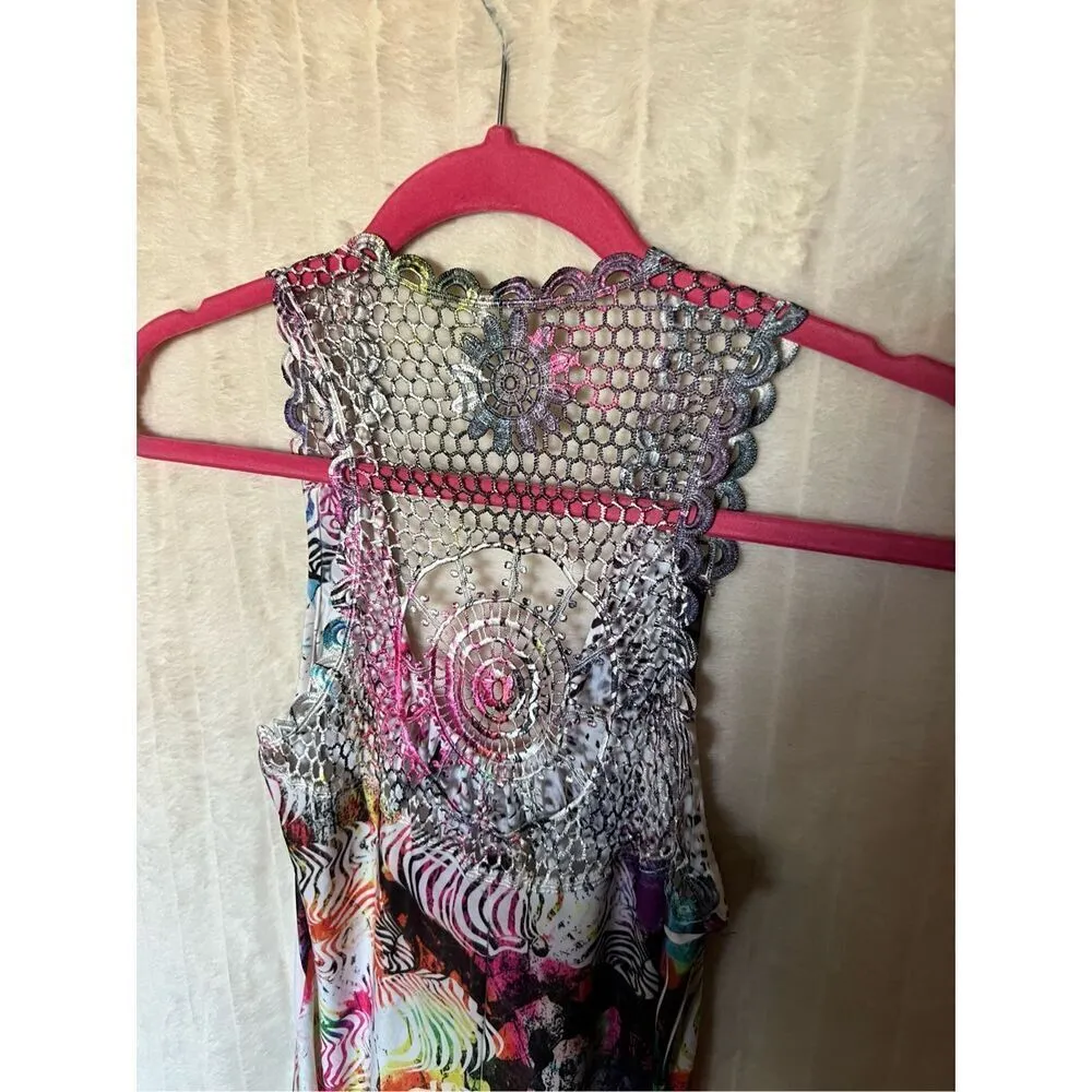 Miss Match Multicolored Patterned Tank Top Dress Woman’s Size Small White - Image 8