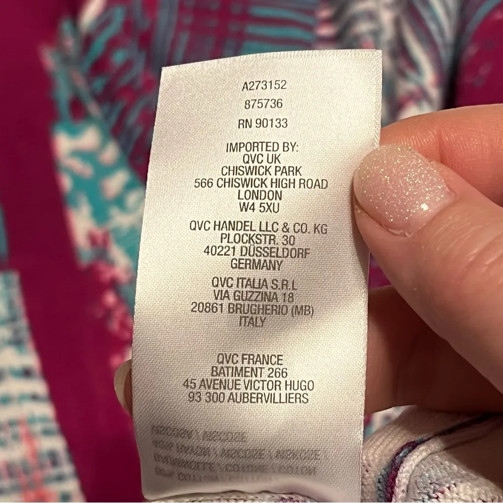 Bob Mackie Womens SZ‎ 1X Pink Blue Long Sleeve Cardigan Sweater Full Art To Wear - Image 3