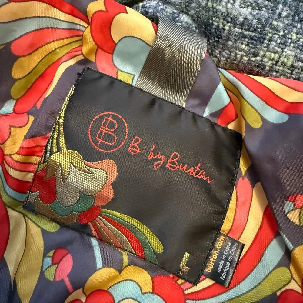 B by Burton Women’s Blue Green Wool Tweed Jacket Coat Winter Utility Outdoors - Image 9