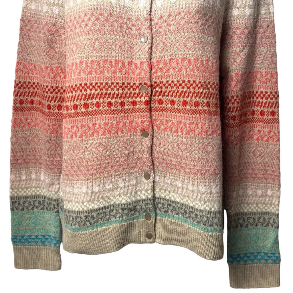 Talbots Colorful Argyle Mohair Lambswool Button Cardigan Cabincore Nordic Cozy M - Image 4