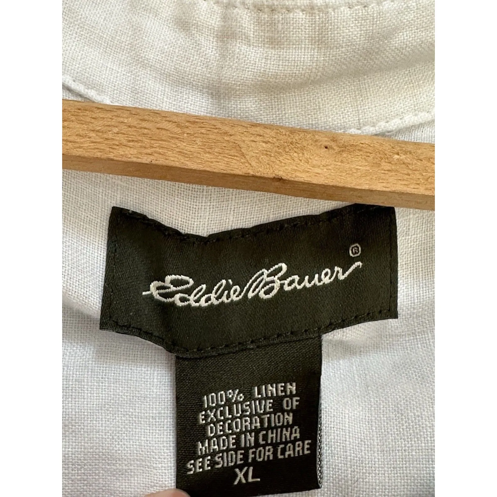 Eddie Bauer Women’s 100% Linen White 3/4 Sleeve Button Up Top Size XL Boho - Image 2