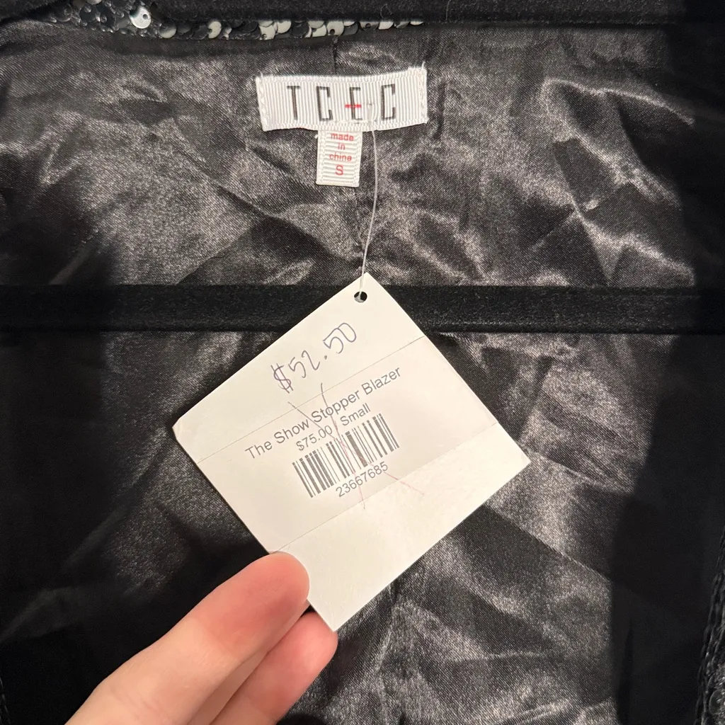 TCEC Black‎ Sequin Jacket NEW - Size Small - Image 3