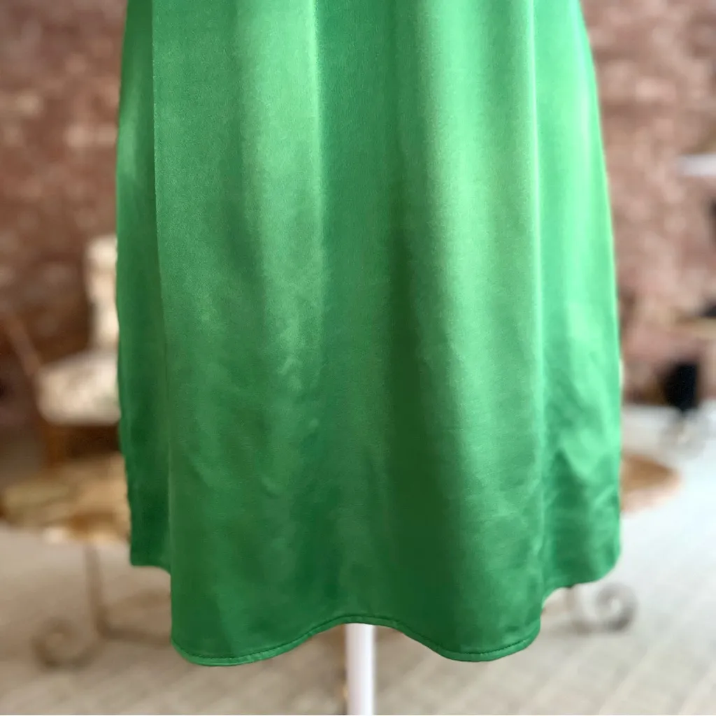 Flounce Dress Satin Mini Backless High Tie Neck Emerald Green 6 Halter Cocktail - Image 5