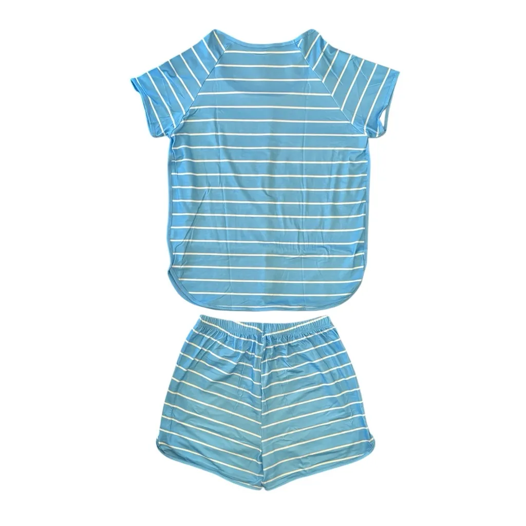 NEW Women’s Women's 2 pieces PJ Sleepwear Pajama Set size S Blue Stripe - Image 3