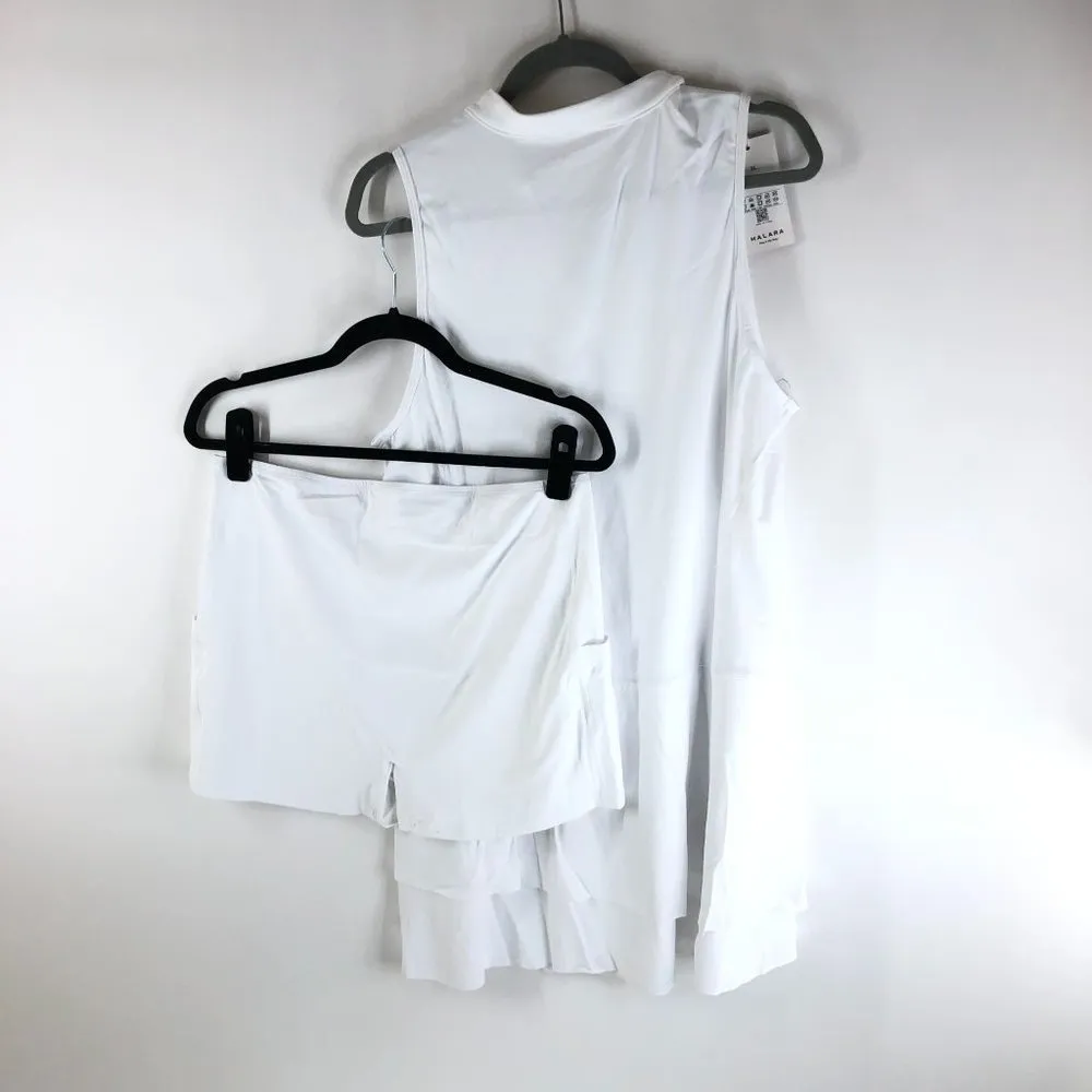 Halara Everyday Cloudful Air V Neck 2-Piece Pocket Tiered Ruffle Dress White XL - Image 5