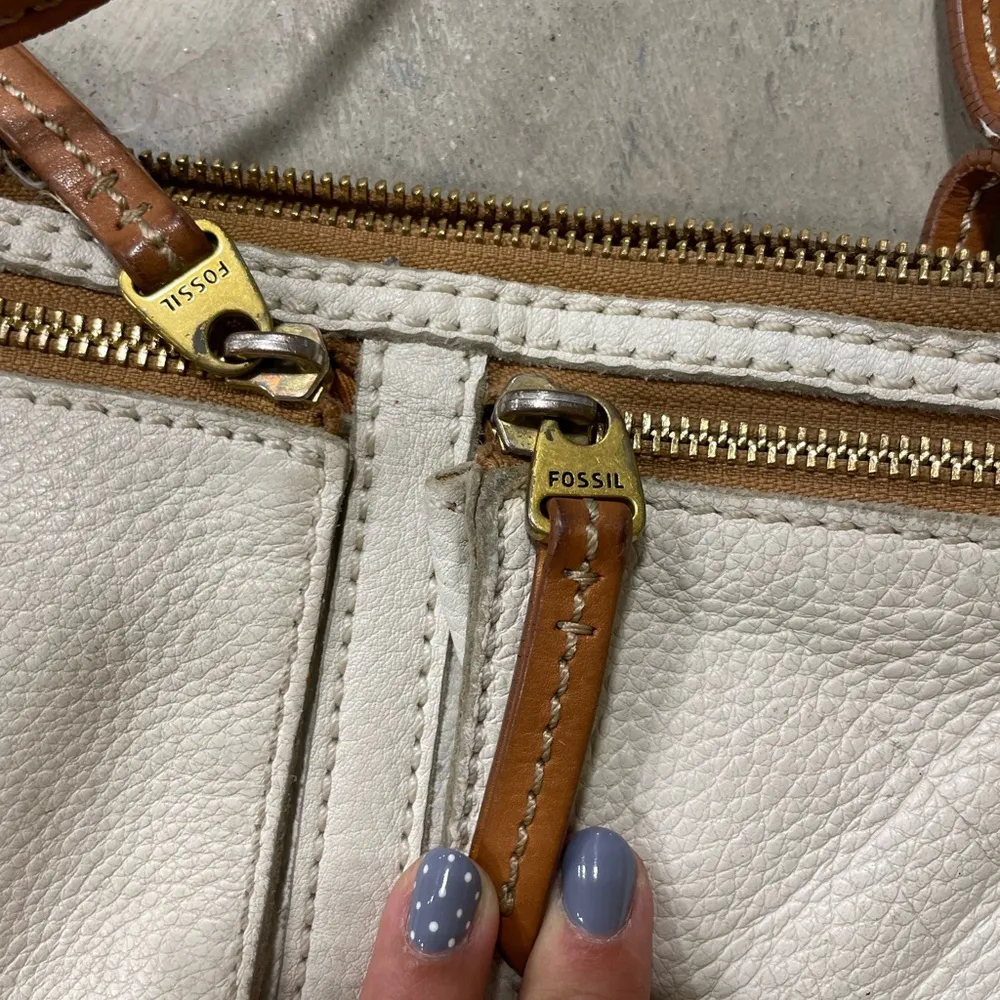 Vintage Fossil White Brown Crossbody Classic Shoulder bag Y2K Small Leather - Image 3