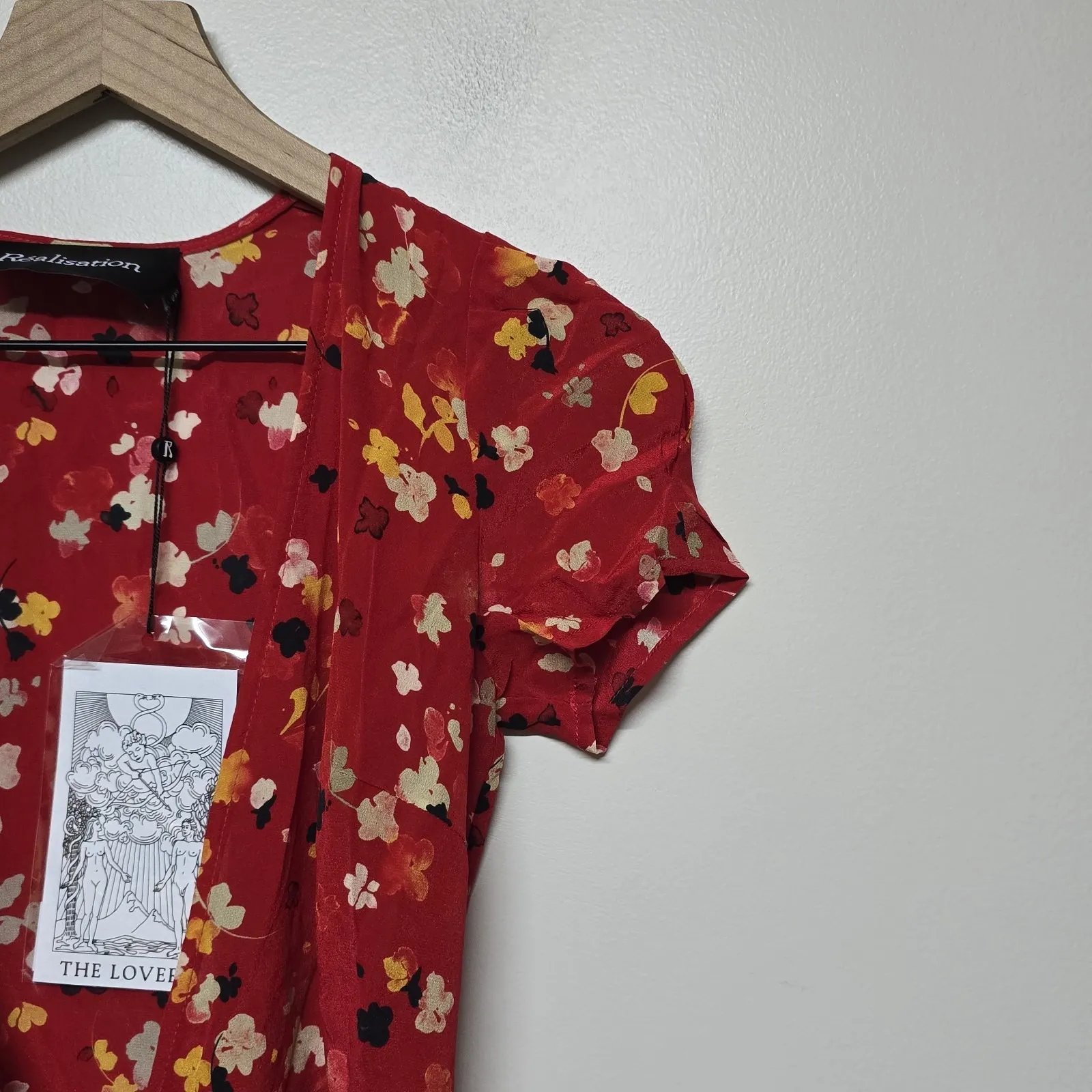 Realisation Par The Teale‎ in Rouge Fleur 100% Silk Midi Wrap Dress Size XXS - Image 6