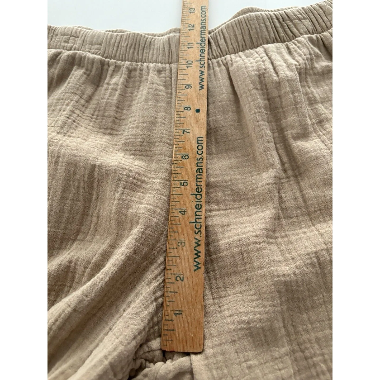 Coldwater Creek Wide Leg Gauze Cropped Pants Size Large Tan Lagenlook Beach Vaca - Image 11