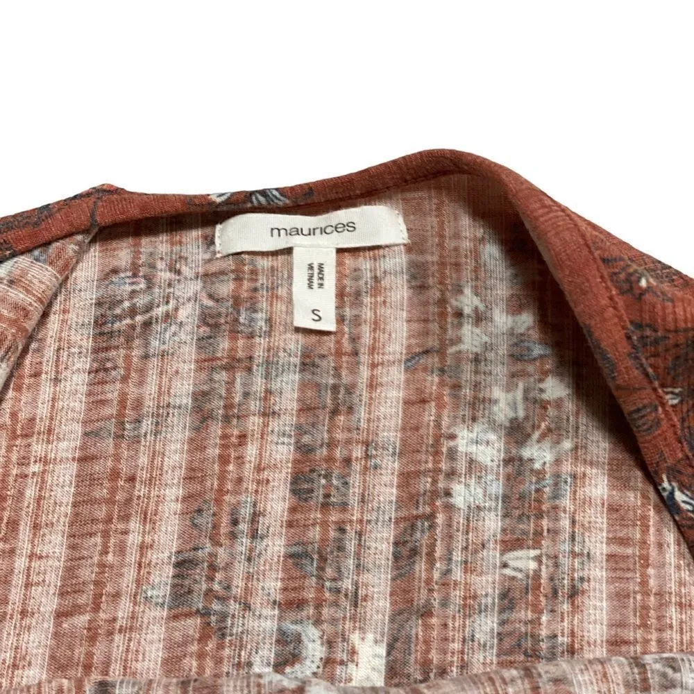 Maurice’s Ribbed Floral Lace Up Tank Top Size Small - Image 5