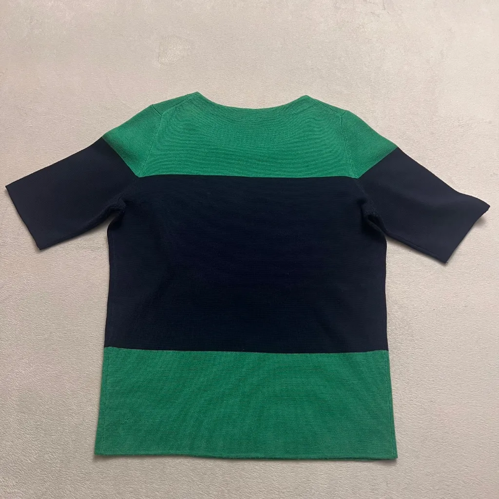 Talbots Women's Merino Wool Rhinestone  Color Block Sweater Short Sleeve Sz M - Image 3