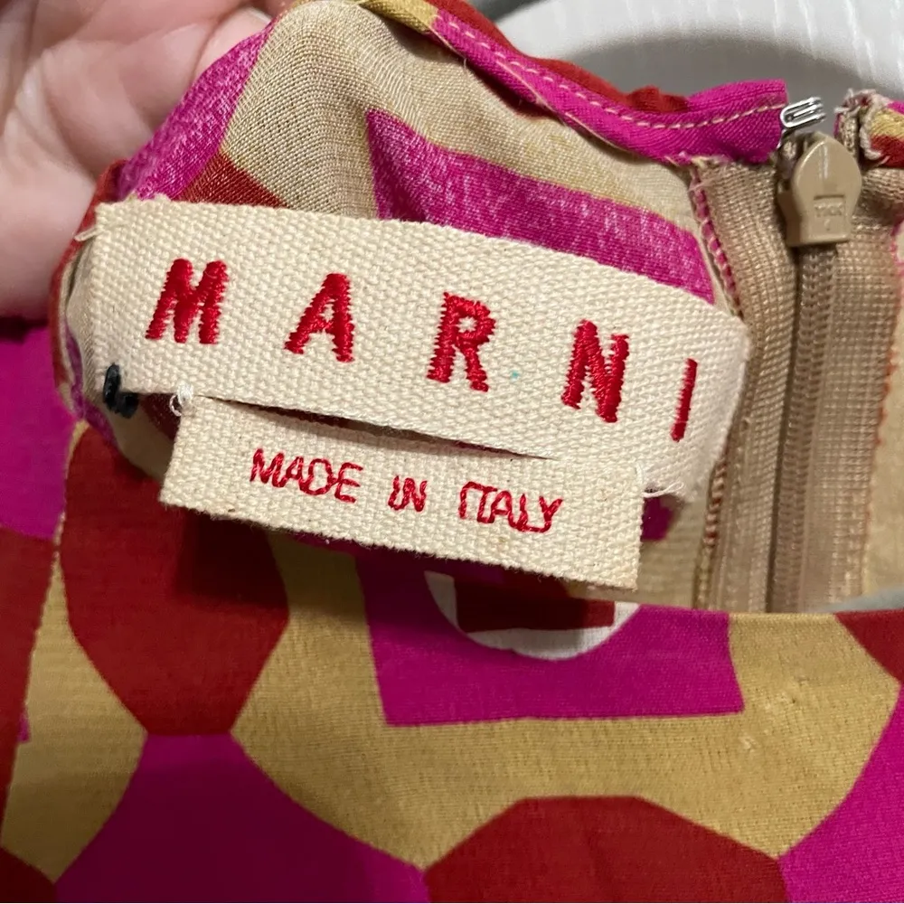 💙💖 Marni Geometric Print Viscose 3/4 Sleeve Blouse IT 44 Pink Size 8 - Image 4