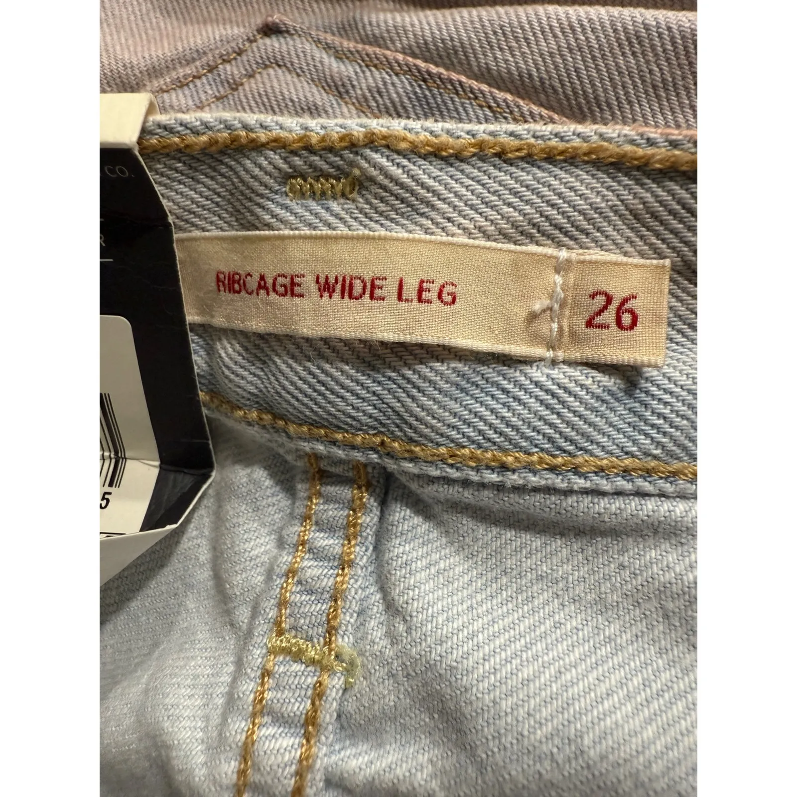 LEVIS PREMIUM RIB CAGE WIDE LEG Light Wash Denim Jeans Womens Size 26 - Image 4