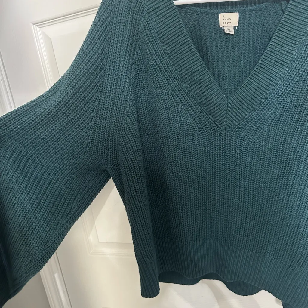 a new day Deep Teal V-Neck Sweater - Image 3
