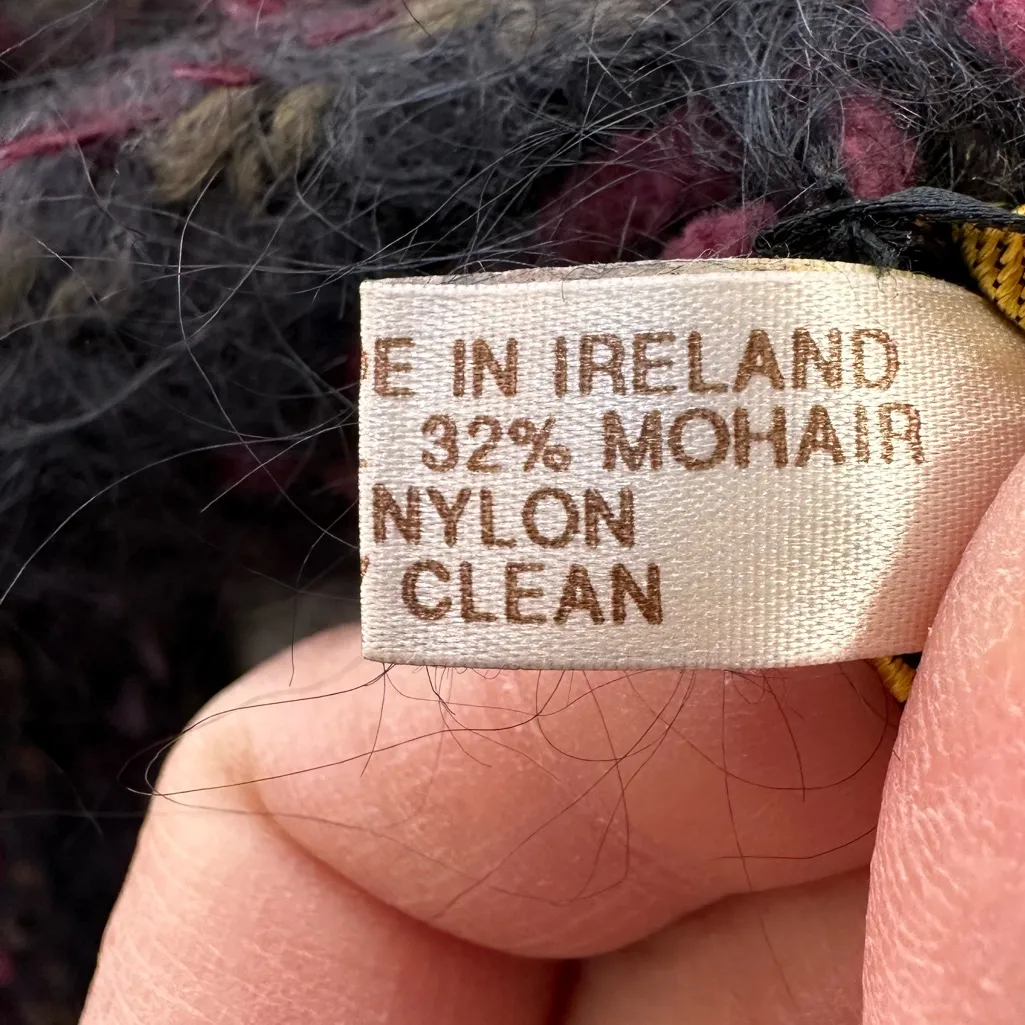 Wool Mohair Blend Scarf Handmade in Ireland Helena Ruuth Black Purple Pink - Image 5