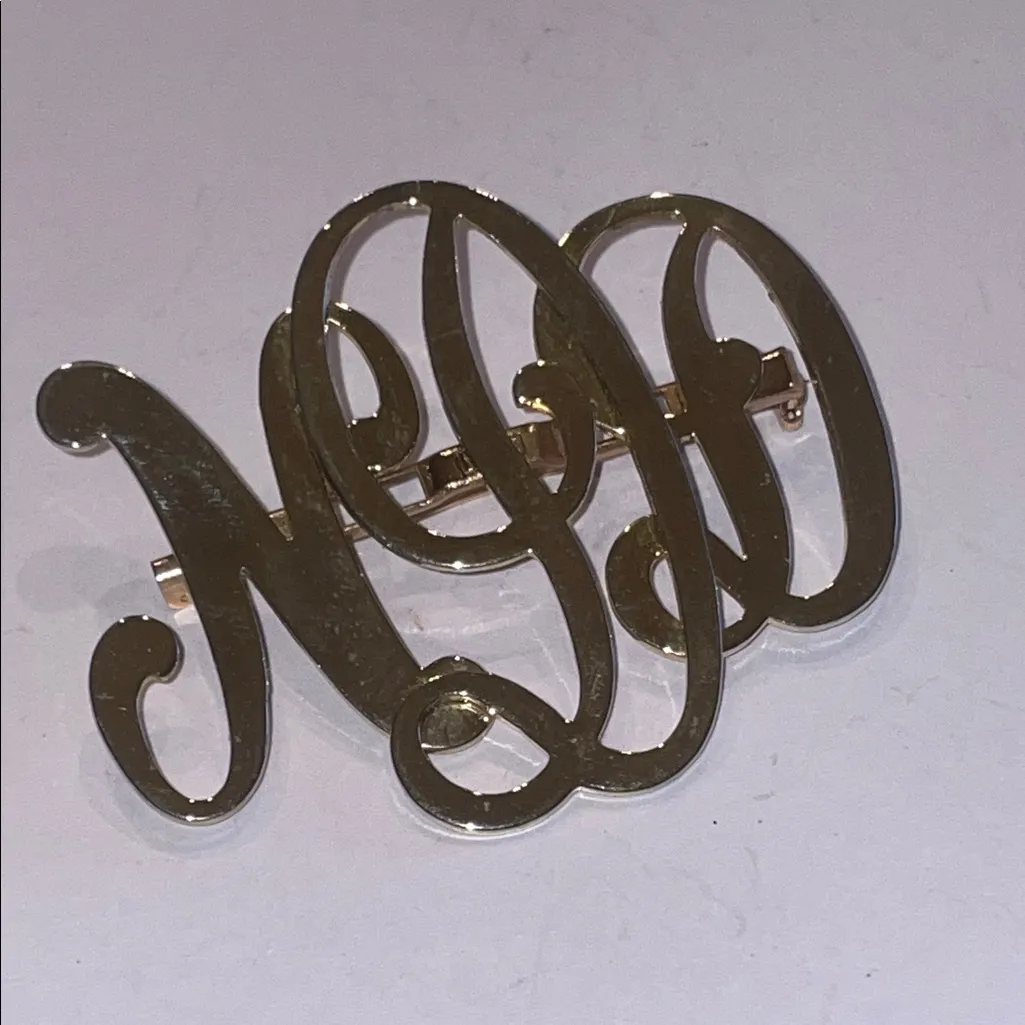 NDD Vintage Gold Tone Monogram Brooch - Image 4