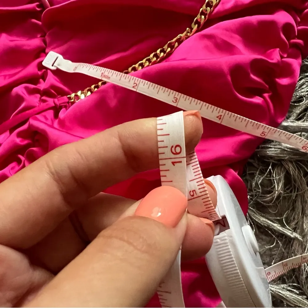 Oh Polly satin hot pink bodycon dress mini chains sleeveless size 4 - Image 4