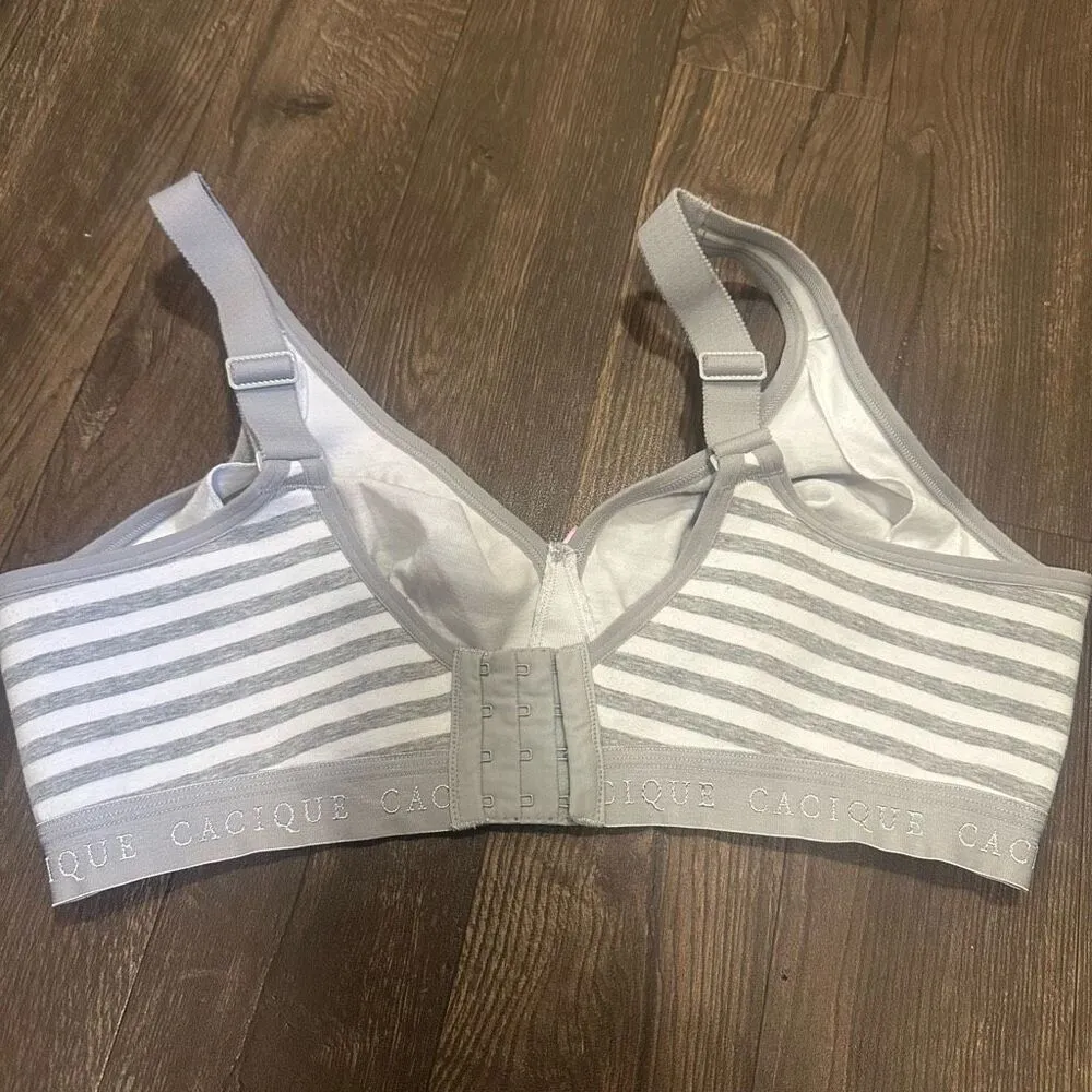 Cacique jersey 40D cotton no wire gray striped bra - Image 2