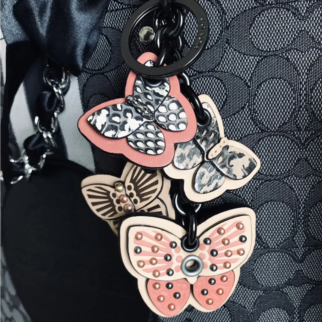 Coach Butterfly Leather Cluster Bag Charm With Snakeskin Patchwork, 72451 - Image 16