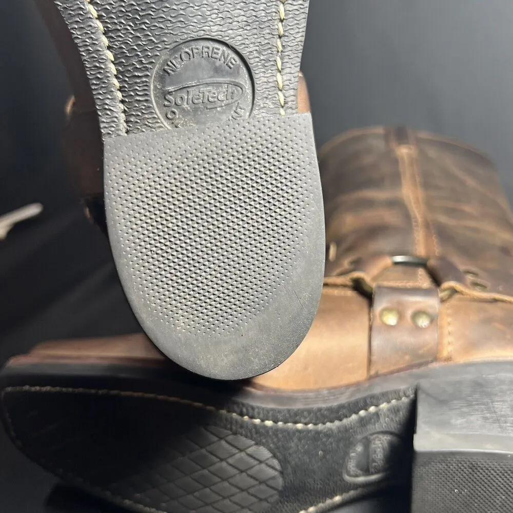 FRYE 12R Harness Boot Women Size 7.5 Brown Oiled Leather Western Cowgirl Pull-On - Image 9