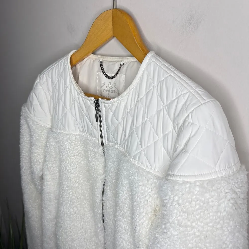 prAna Good Lux Diamond Quilted Full Zip Teddy Sherpa Faux Shearling Large Jacket - Image 5