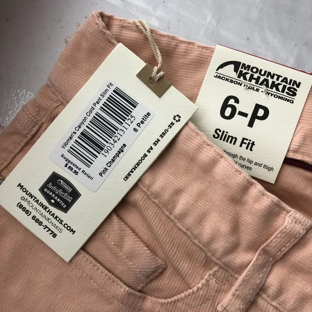 Mountain Khakis Womens Canyon Cord Pants Corduroy Cotton Stretch Boot Pink 6P - Image 4