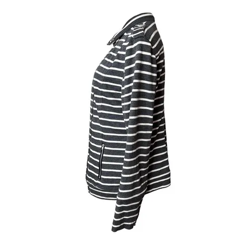 Pixley by Stitch Fix Grey Striped Military Moto‎ Zipper Jacket XL Asymmetrical Gray - Image 2
