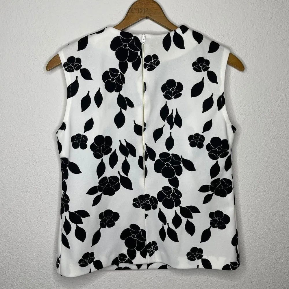 Vintage Floral Sleeveless‎ Top Black - Image 2