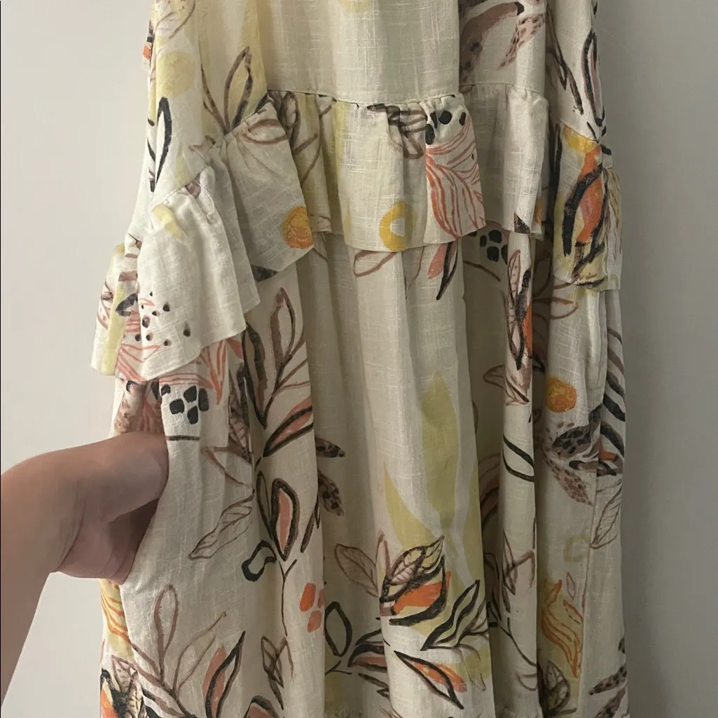 Free People Anita Maxi Dress size M Medium cream tan orange brown black - Image 5