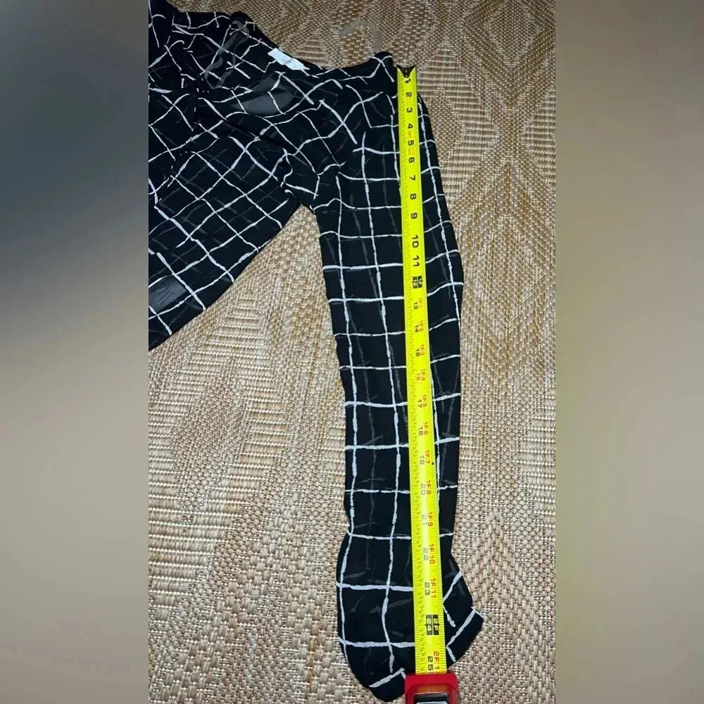 Lush Women's Sheer Black and White Checkered Blouse, Long Sleeve, Size M, NWT - Image 8