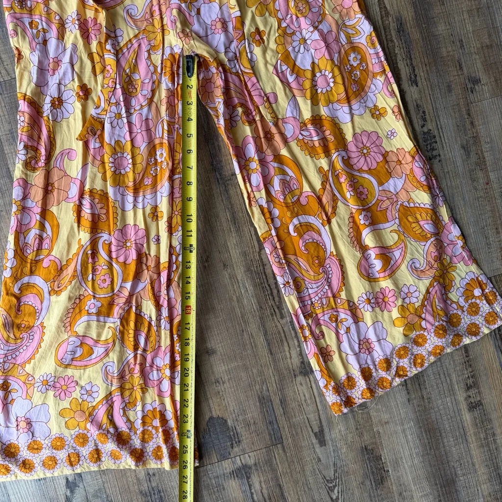 Angie Womens Wide Leg Palazzo Pants Retro Floral Hippie Chic Rayon Size XL - Image 5