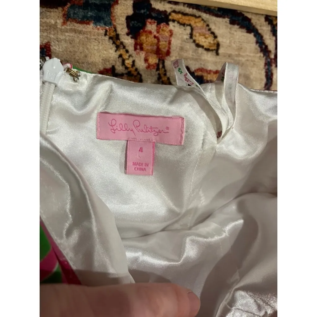 Lilly Pulitzer Strapless Silk Maxi Dress Size 4 Pink Green Floral Orchid Printi - Image 8